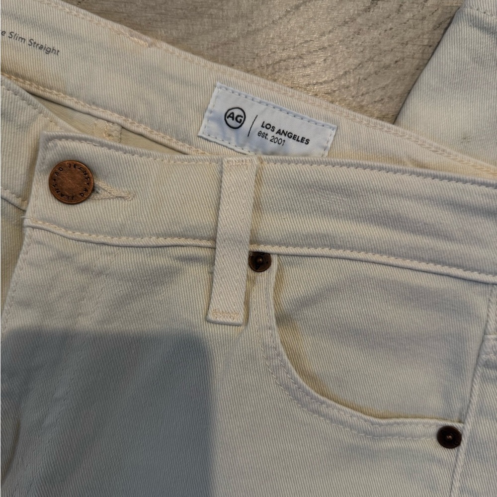 AG Adriano Goldschmied Cream Straight Leg Jeans - Picture 6 of 7